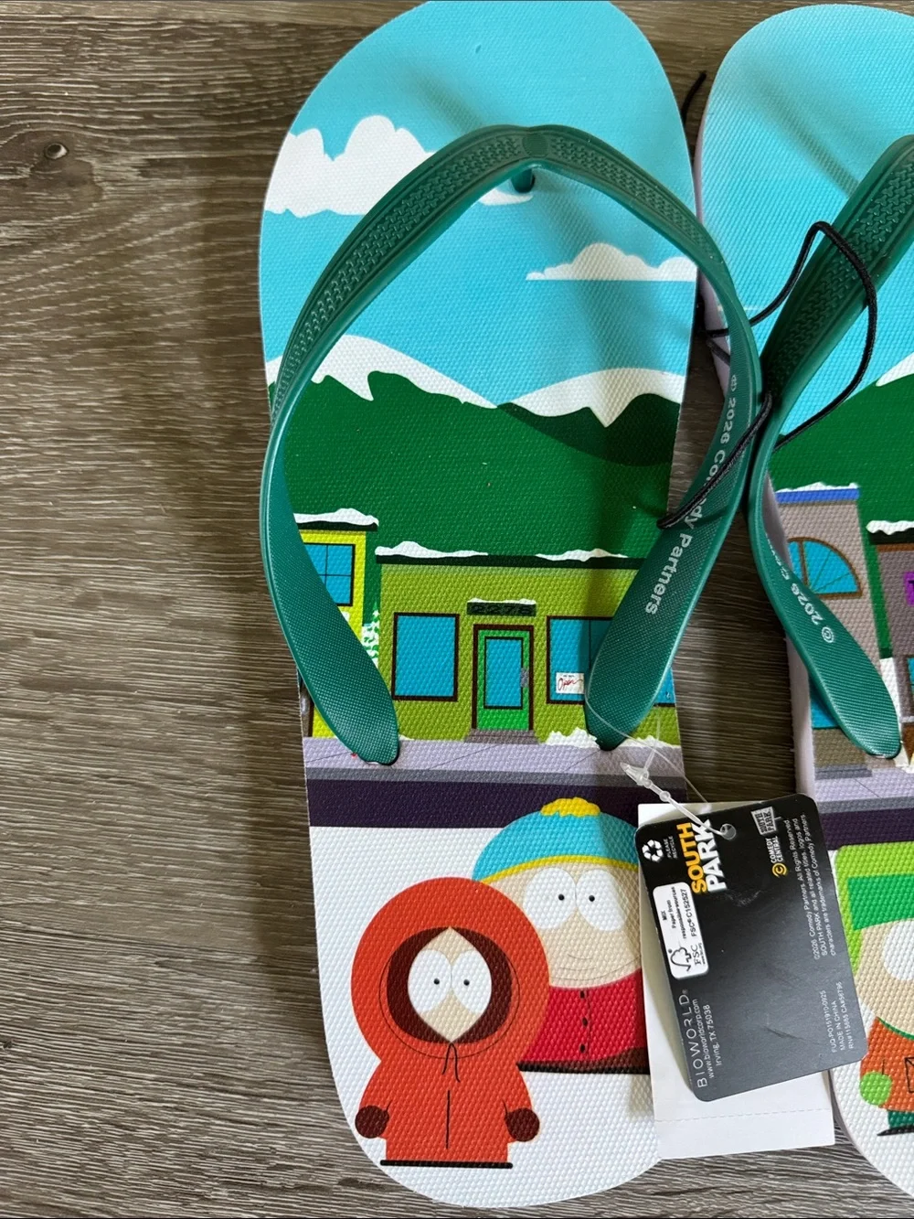 South Park Men or Women ' Teal & Green Character Flip Flops